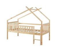 Cama alta cabaña para niños sotkamo pino 90x200 - natural [en.casa]