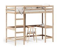 Cama Alta Con Escritorio Madera Maciza De Pino 90x190 Cm Vidaxl