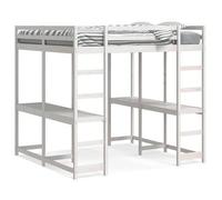 Cama Alta Con Escritorio Y Escalera Madera Blanca 140x200 Cm Vidaxl
