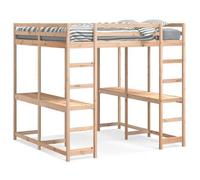 Cama Alta Con Escritorio Y Escalera Madera Maciza 140x200 Cm Vidaxl