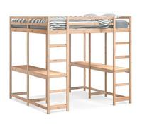 Cama Alta Con Escritorio Y Escalera Madera Maciza 180x200 Cm Vidaxl