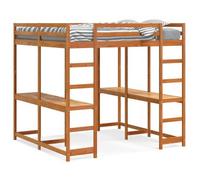 Cama Alta Con Escritorio Y Escalera Madera Marrón 160x200 Cm Vidaxl