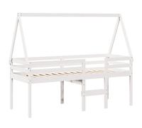 Cama alta con techo blanca madera maciza pino blanca 90x200 cm