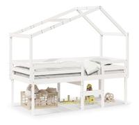 Cama Alta Con Techo Blanca Madera Maciza Pino Blanca 90x200 Cm Vidaxl