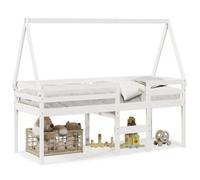Cama Alta Con Techo Madera Maciza De Pino Blanca 90x190 Cm Vidaxl