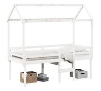 Cama Alta Con Techo Madera Maciza Pino Blanca 75x190 Cm Vidaxl