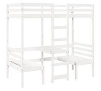 Cama Alta Escritorio Y Asientos Madera Maciza Blanco 90x190 Cm Vidaxl