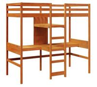 Cama Alta Escritorio Y Estantes Madera Maciza Marrón 90x200 Cm Vidaxl
