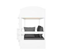 Cama alta infantil 90x200 - multifuncional con escalera, mesa extraíble, sofá con almacenamiento, estantes, cojines - blanca
