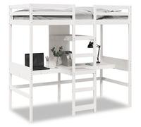 Cama Alta Sin Colchón Madera Maciza De Pino Blanco 75x190 Cm Vidaxl