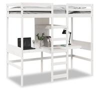 Cama Alta Sin Colchón Madera Maciza De Pino Blanco 80x200 Cm Vidaxl