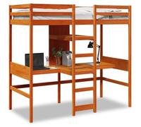 Cama Alta Sin Colchón Madera Maciza Pino Marrón Cera 90x190 Cm Vidaxl