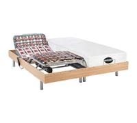 Cama articulada eléctrica con Memoria de Forma y bambú Lysis III de NATUREA - Motores OKIN - 2x90x200 cm - Roble marrón Topo
