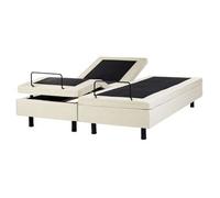 Cama Articulada Eléctrica Moderna Mando A Distancia Ajustable Sin Cabecero Poliéster Beige 160 X 200 Cm Castellan