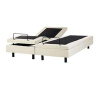 Cama Articulada Eléctrica Moderna Mando A Distancia Ajustable Sin Cabecero Poliéster Beige 180 X 200 Cm Castellan