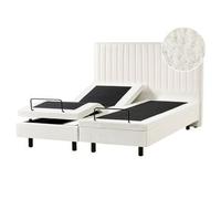 Cama Articulada Eléctrica Moderna Mando A Distancia Ajustable Tapicería De Bou lanco Crema 160 X 200 Cm Castellan