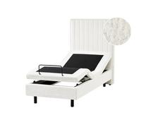 Cama Articulada Eléctrica Moderna Mando A Distancia Ajustable Tapicería De Bou lanco Crema 80 X 200 Cm Castellan