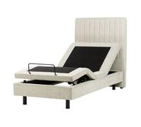 Cama Articulada Eléctrica Moderna Mando A Distancia Ajustable Tapicería De Tela Beige 90 X 200 Cm Castellan