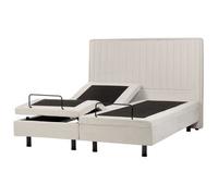 Cama Articulada Eléctrica Moderna Mando A Distancia Ajustable Tapicería De Tela Beige Claro 160 X 200 Cm Castellan