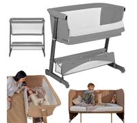 lionelo THOMI Plus Cuna Bebé Independiente 5 en 1, Cuna Colecho hasta 9 kg, para Niños Mayores de hasta 30 kg, Parque hasta 15 kg, Plegable, de Lecho para Bebés hasta 100 kg (Grey)