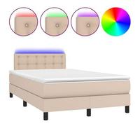 Cama Box Spring Colchón Led Cuero Sintético Capuchino 120x190cm Vidaxl