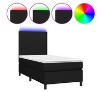 Cama Box Spring Colchón Y Luces Led Tela Negro 90x190 Cm Vidaxl