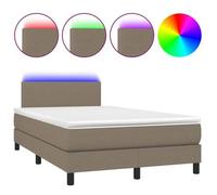 Cama Box Spring Con Colchón Led Tela Gris Taupe 120x200 Cm Vidaxl