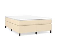 Cama box spring con colchón tela color crema 140x190 cm