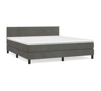 Cama Box Spring Con Colchón Terciopelo Gris Oscuro 180x200 Cm Vidaxl
