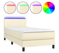 Cama Box Spring Y Colchón Led Cuero Sintético Crema 80x200 Cm Vidaxl