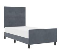 Cama Boxspring con Cabecero Ajustable en Terciopelo Gris Oscuro 80x200 cm, Estructura de Madera de Pino Macizo, Soporte Integrado con Listones, Ideal para Adultos, Diseño Moderno y Elegante