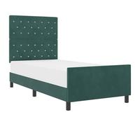 Cama Boxspring con Cabecero Ajustable en Terciopelo Verde Oscuro 100x200 cm, Estructura de Madera de Pino Maciza, Soporte Integrado sin Somier, Ideal para Adultos, Diseño Moderno y Elegante