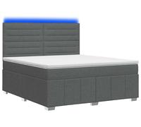 vidaXL LED Boxspringbed pone Matras Donkergrijs 140 x 190 cm Stof