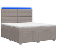 Cama boxspring con somier y colchón LED, color taupe, 140 x 190 cm, tapizada en tela