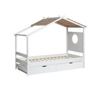 Cama cabaña + 2 cajones madera blanco 90x190cm