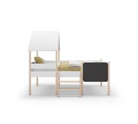 Cama cabaña 90cm cecile pizarra blanco y madera natural - conforama