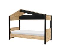 Cama cabaña andy, roble / negro , 105 x 207 x 165 cm, cama cabaña