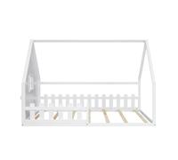 Cama cabaña infantil 140x200 cm - forma casita - pino y mdf - blanco