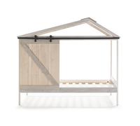 Cama cabaña jeremiel 90cm blanco rústico y gris claro - conforama