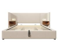 Cama - Cama con espacio de almacenamiento - Cama con cajones - Cama con espacio para ropa de cama - Estructura de cama de madera - 160x200 cm - Incluye somier abatible
