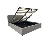 Cama canapé 140x190 cm con cabecero cubierto de tela gris - ysée