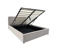Cama canapé 140x190 cm con cabecero cubierto de terciopelo beige - livy