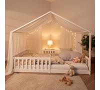 tiSsi® Cama infantil / Cama con base ENNO, tamaño 140 x 200 cm, Tissi: haya, color blanco