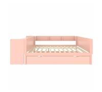 Cama combinada 140x200cm - con escritorio, con cama nido, doble (sin colchón), con estantes - rosa