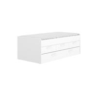 Kit Muebles Cama compacta LEKA – 3 cajones y cama de arrastre – Blanco 67x195x95 cm