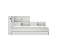 Cama con almacenaje 90 x 200 cm - blanco y gris