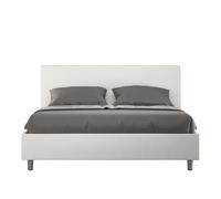 Cama Con Almacenaje Acolchada 160x210 Cuero Sintético Blanco Adele