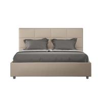 Cama Con Almacenaje Acolchada 160x210 Cuero Sintético Gris Paloma Mika