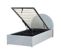 Cama Con Almacenaje De Terciopelo Azul Claro 90 X 200 Cm Cabecero Almacenaje Anet