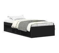 Cama con Almacenamiento 90x190 cm, Estructura Negra Moderna de Tablero de Fibra y Madera de Pino, 6 Cajones Integrados, Lamas de Contrachapado, Montaje Fácil - Ideal para Dormitorios Pequeños